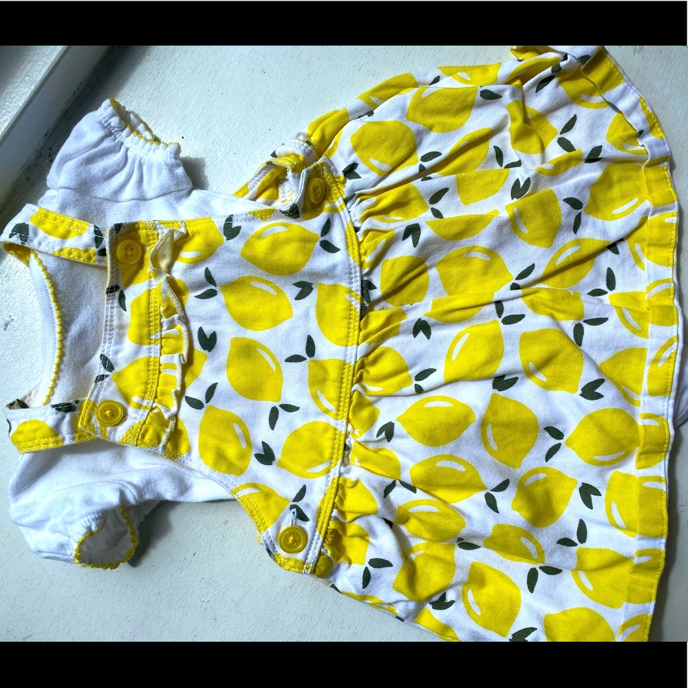 Carter lemon dress with matching white onesie